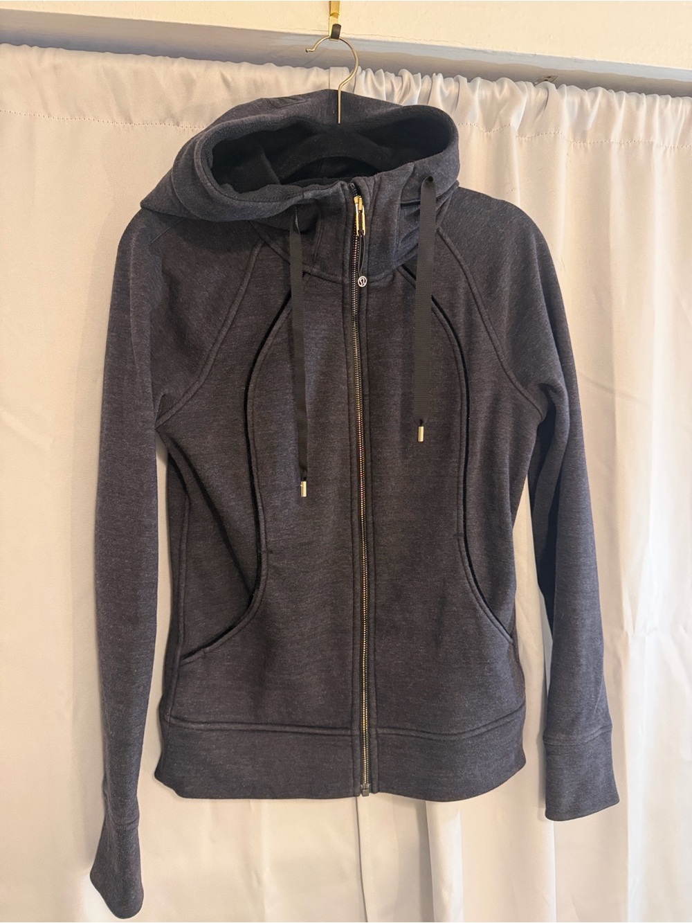 lululemon athletica Charcoal Gray Full-Zip Hoodie with Gold Accents